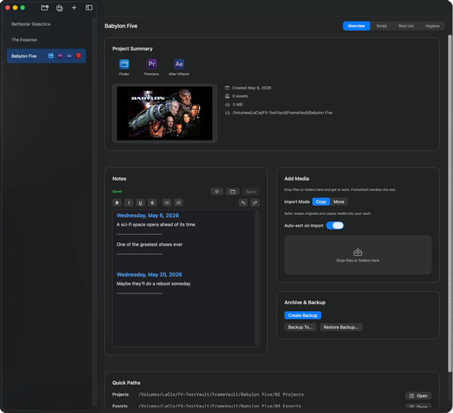 FrameVault screenshot